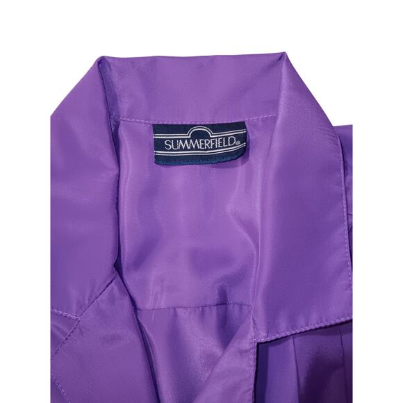 VINTAGE 80s 90s Blouse Top M/L(READ) Purple Tucks Pearlized Buttons Short Sleeve - Picture 7 of 8